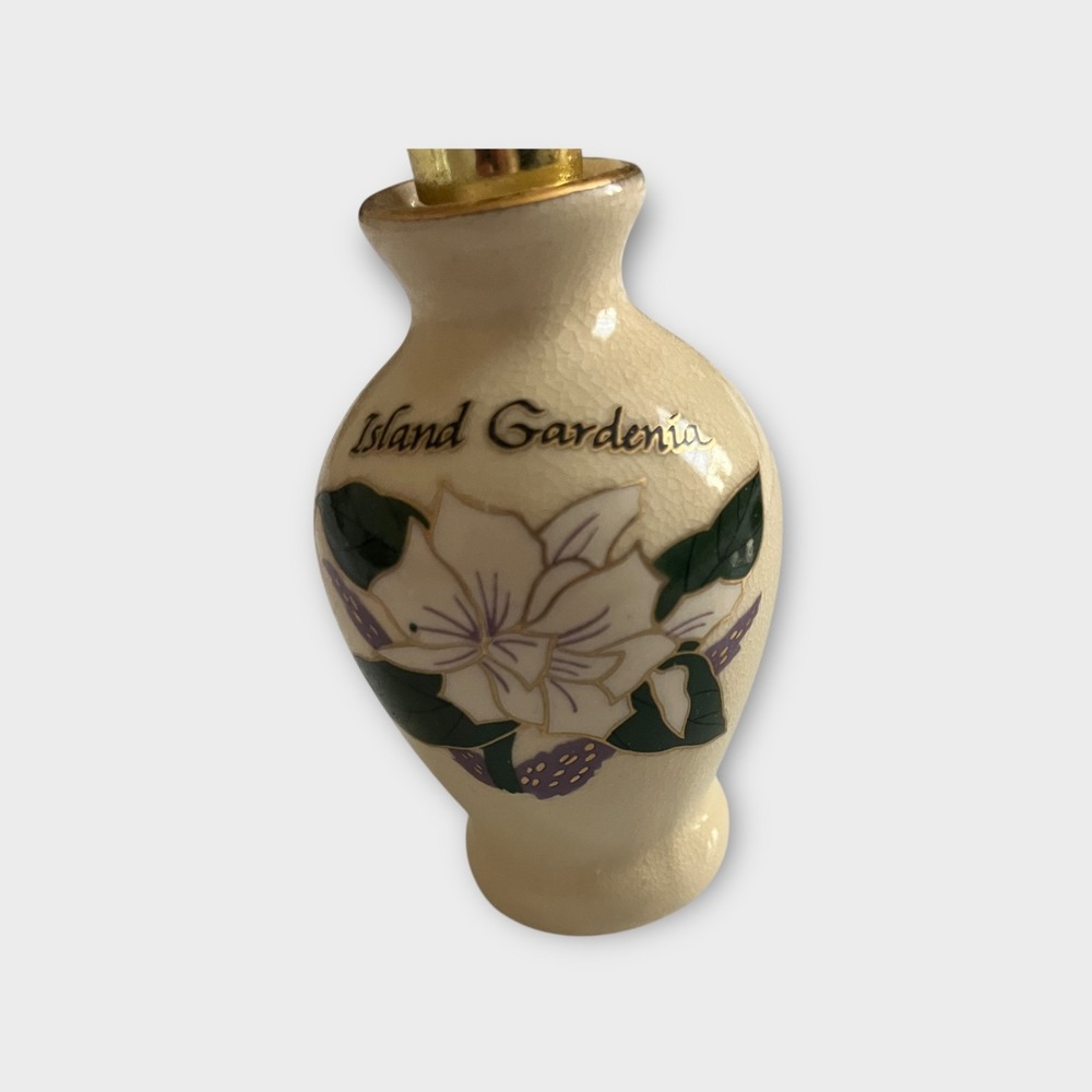 Hawaiian Classic Island Gardenia Perfume Bell EMPTY Ceramic Crackle Bottle .125 - Picture 3 of 9